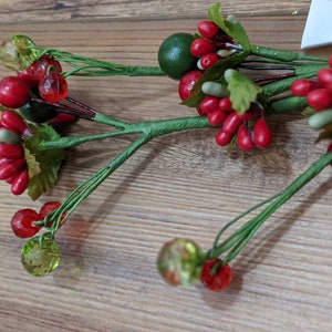 Berry pick, holiday berry pick, floral pick, Christmas decor accents
