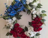 Patriotic front door wreath. Red, White, and Blue Wreath. Summer wreath