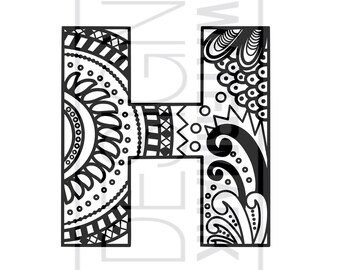 Download Mandala Letter H Etsy