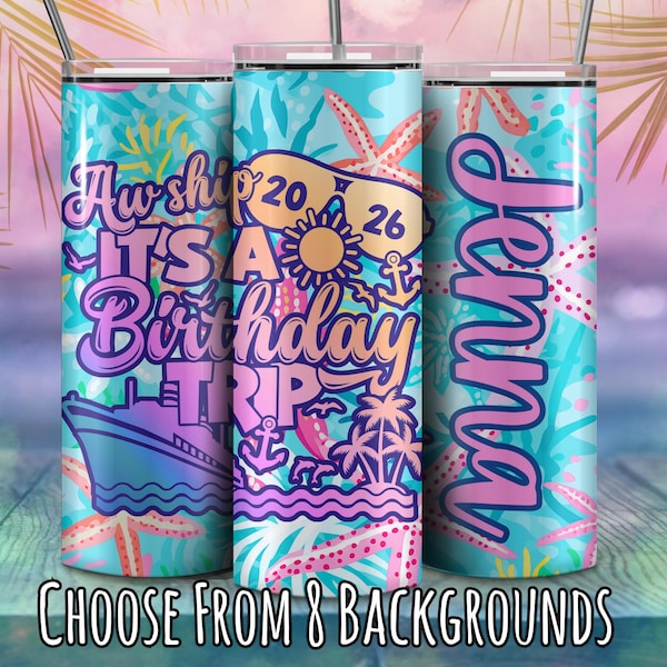 Personalized Birthday Cruise Tumbler – Beach Trip Gift