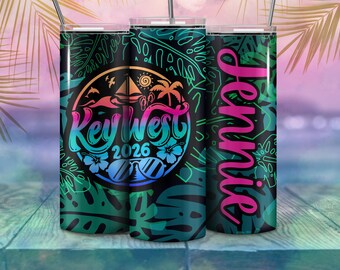 Personalized Key West Tumbler – Tropical 2026 Vacation Cup