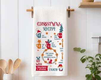 Christmas Cheer Waffle Weave Tea Towel: Holiday Kitchen Decor