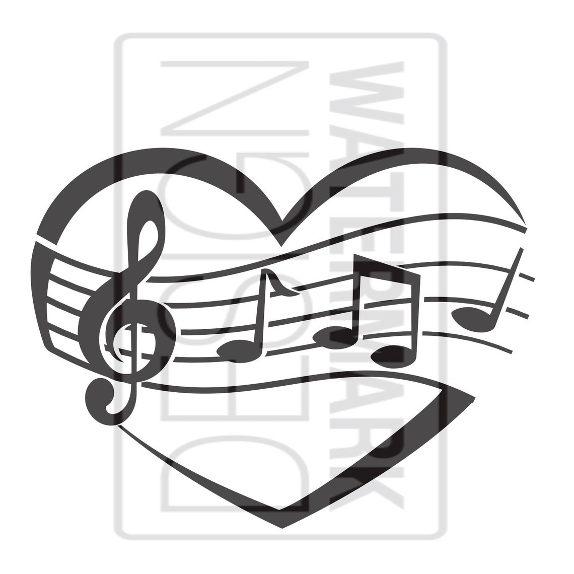 Heart Music Notes Cricut Silhouette Cameo Cut Files Etsy