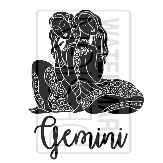 Gemini Zodiac Sign Cricut Silhouette Vector Image Etsy
