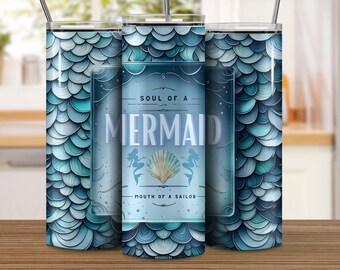 Mermaid Scale Tumbler: 20 oz Skinny Stainless Steel Cup