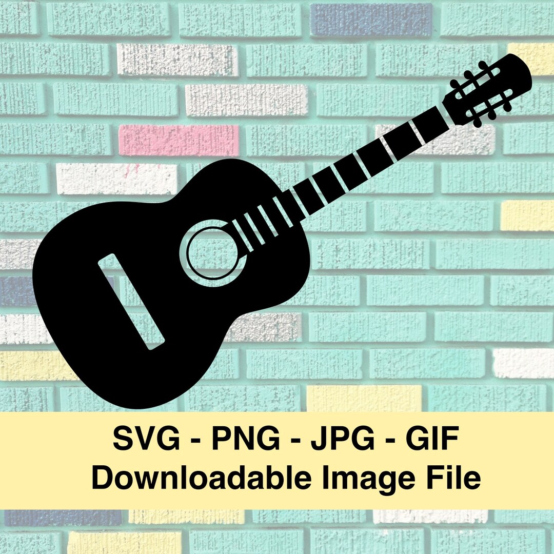 Acoustic Guitar Cricut Silhouette Cameo Cut Files Digital Clipart Instant Download Image Files
