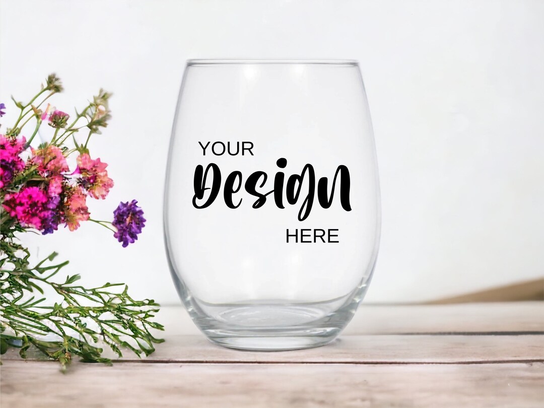 Farmhouse Stemless Wine Glass Mockup / Wine Glass Mockup / No Stem Wine