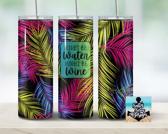 Tropical Palm Leaf Skinny Tumbler: 20 oz Sublimated Metal Cup