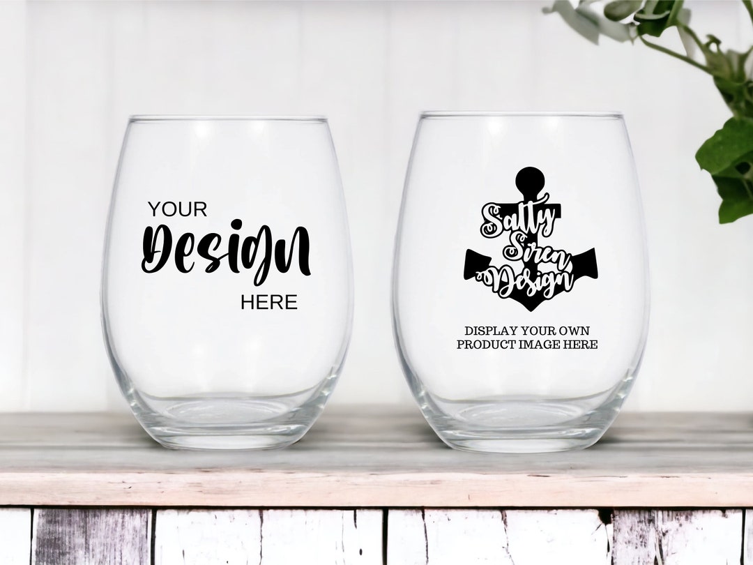 Farmhouse Stemless Wine Glass Mockup / Wine Glass Mockup / No Stem Wine