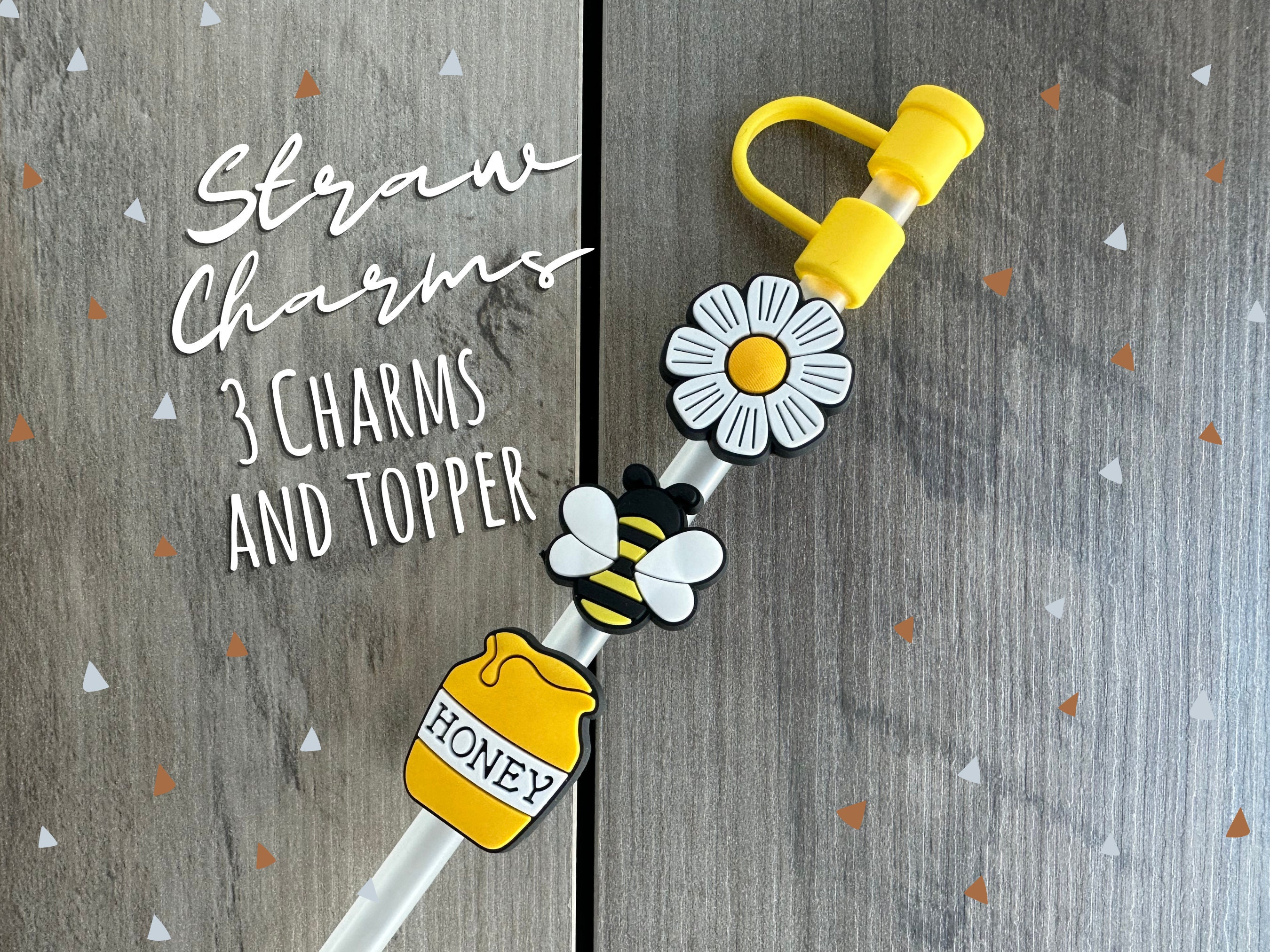 Honey Bee Straw Charms and Topper / Straw Buddy / Charms for