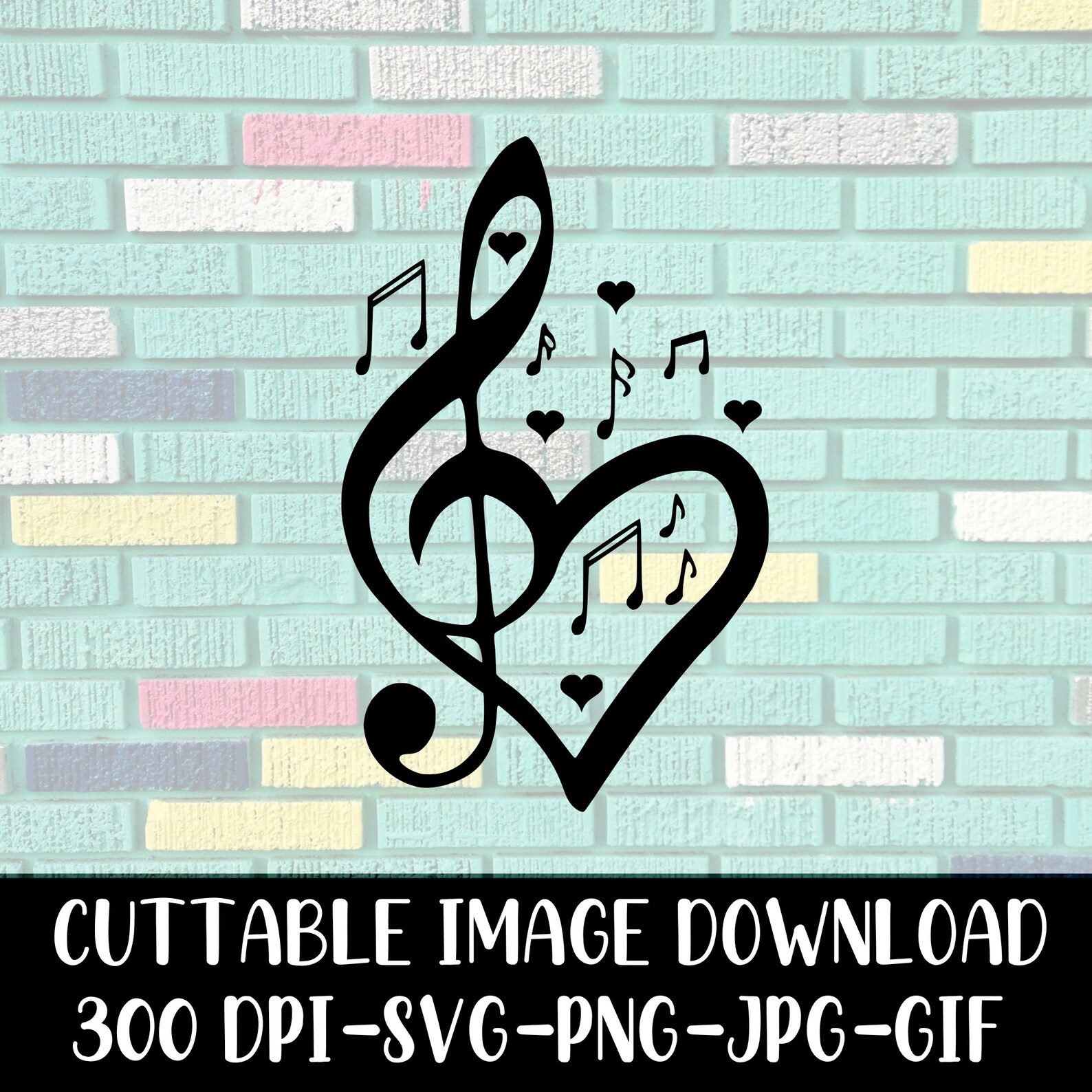 Heart Love Music Notes Cricut Silhouette Cameo Cut Etsy