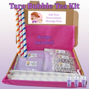 DIY Taro Bubble Tea Kit | Taro Boba Tea Kit | Purple Taro | Bubble Tea Recipe Kit | Unique Personalised Gift | Boba Milk Tea Letterbox Gift