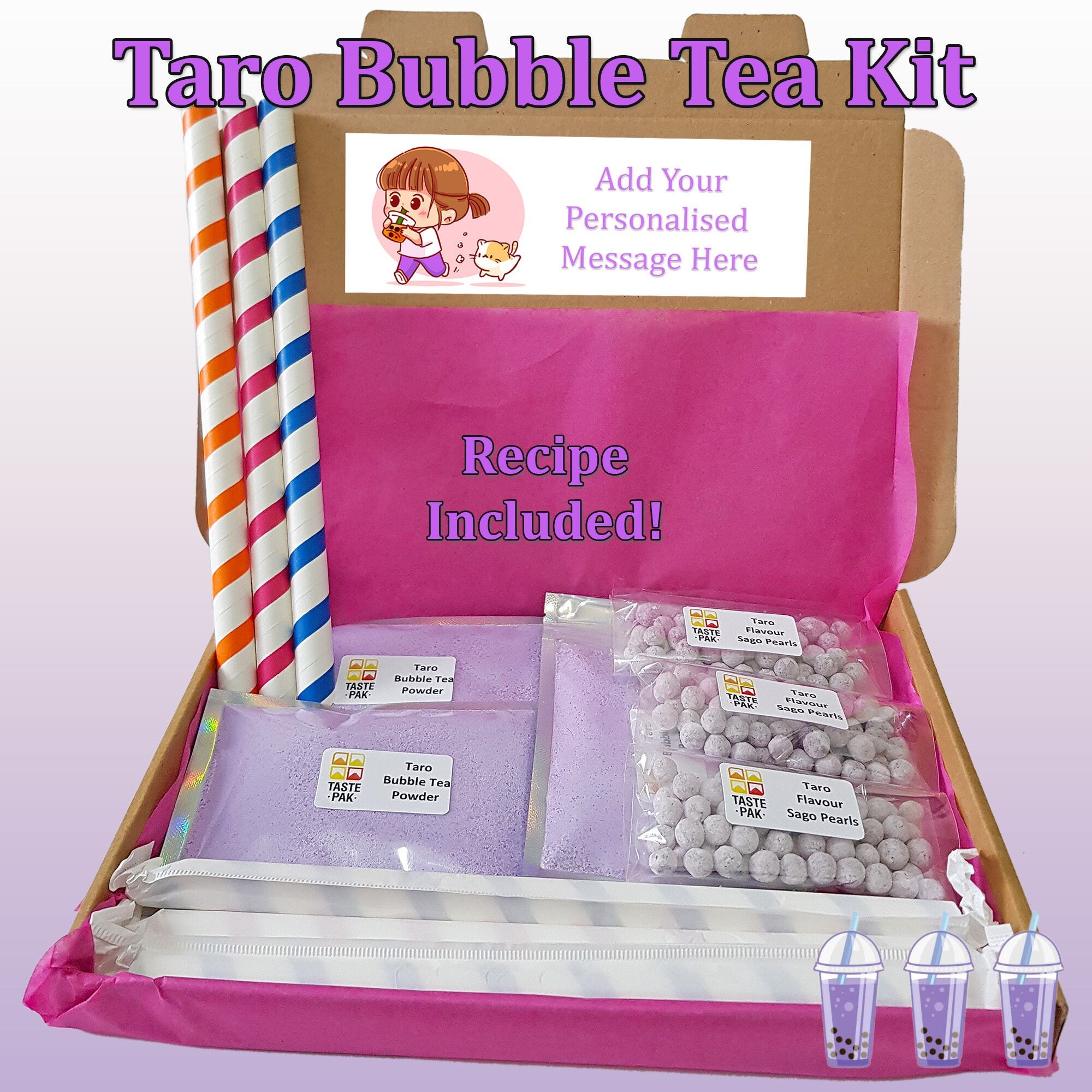 DIY Bubble Tea Kit - Taro & Milk Tea Flavor