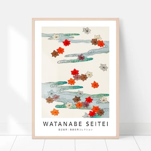 Impresión japonesa, Otoño y agua, Decoración japonesa, Arte mural japonés, Póster japonés, Grabado en madera, Decoración Japandi, Arte vintage, Arte japonés