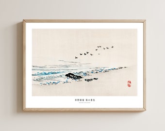 Japanese print, Beach Print, Ocean print, Ocean art painting, Wave Ocean print, Japandi art, Japandi decor, Minimalist decor, Minimalist art