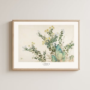 Art mural japonais, impression de fleurs délicates, oeuvre d'art japonaise, décoration murale florale, affiche Japandi