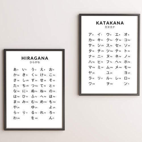 japanese alphabet poster hiragana katakana chart print etsy