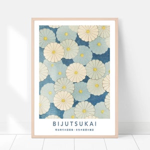 Opera d'arte Japandi, stampa Japandi, stampa botanica blu, decorazione murale botanica, stampa giapponese vintage, arredamento scandinavo, stampa scandinava