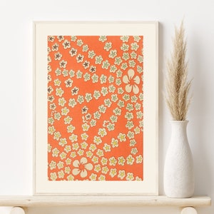 Japanse kimonopatroonprint, vintage bloemenmuurkunst