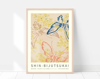 Japanese butterfly wall art, Old Japanese art print, woodblock print, Butterfly room decor, Vintage poster, Japandi, Japanese gifts idea