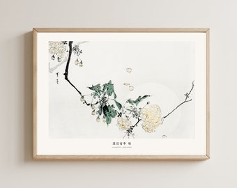 Japanese cherry blossom Wall Art, Delicate Flower art print, Sakura artwork, Floral wall decor, Japandi print