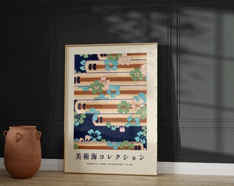 Vintage Kirschblüten Kunstdruck, Japanisches Floral Poster