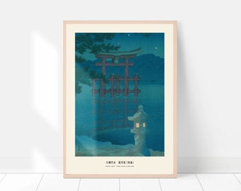 Japanese art print, Kawase Hasui, Starlit Night at Miyajima, Japanese print, Vintage Japanese poster, woodblock print, Shin-Hanga, Gifts