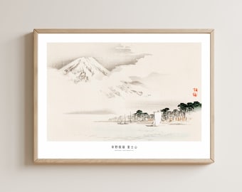Vintage Japanese Mount Fuji Print by Kono Bairei - Japandi Wall Art, Ukiyo-e Poster, Sophisticated Decor, Woodblock print