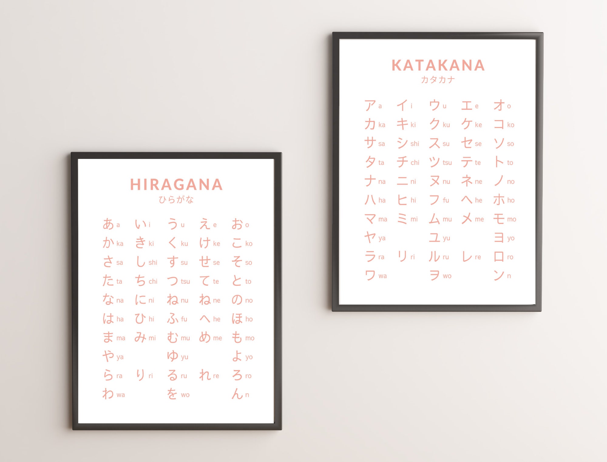 japanese alphabet poster hiragana katakana chart print