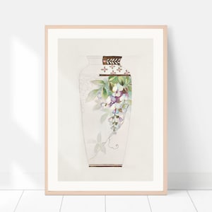 Impresión de arte de diseño de jarrón Noritake antiguo, decoración japonesa neutral, impresión de arte japonés vintage