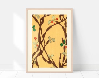 Vintage Japanese print, Japanese  tree art print, Japanese wall decor, Japanese woodblock, Japanese poster, Japan wall art, Vintage art