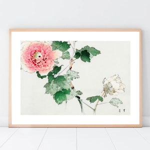 Vintage Japanese peony print  by Watanabe Seitei, Japanese wall art, Floral Art