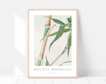 Vintage Japanse bamboe aquarelprint - Kalme muurkunst