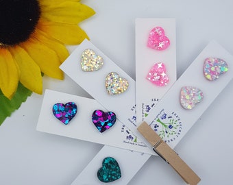 Heart resin earrings /  Sparkly shiny earrings  / Australia Handmade / Gift for her / Valentine's day gift idea