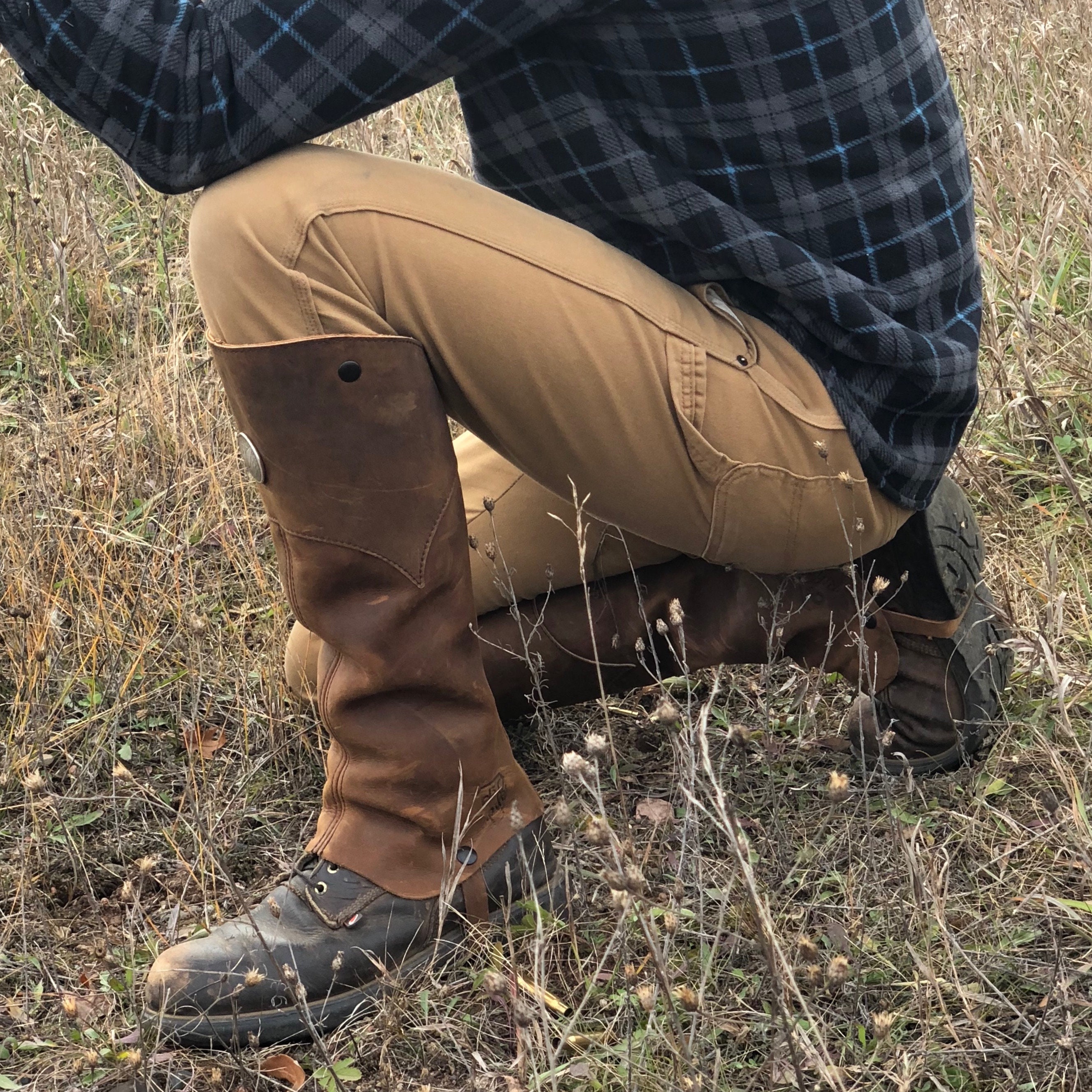 Leather top gaiters hiking