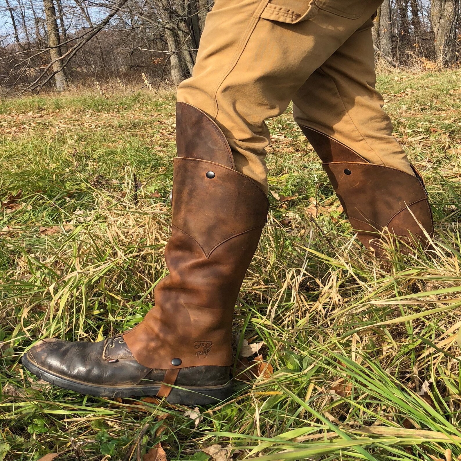 Leather Hunting Gaiters Hiking Gaiters Leather Snake Etsy