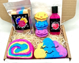 Cloud Bath Bomb Gift Set- Shower Gel, Vegan, Organic, Self Care, Birthday Present, Custom Gift for her, Bath Bombs for her, Gifts for kids