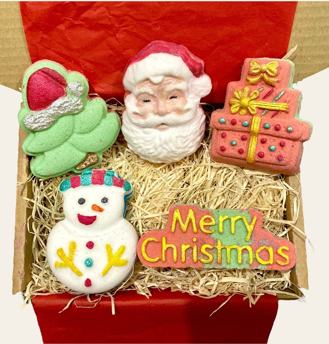 Christmas Bath Bomb Gift Set, Santa, Christmas Tree, Organic, Vegan