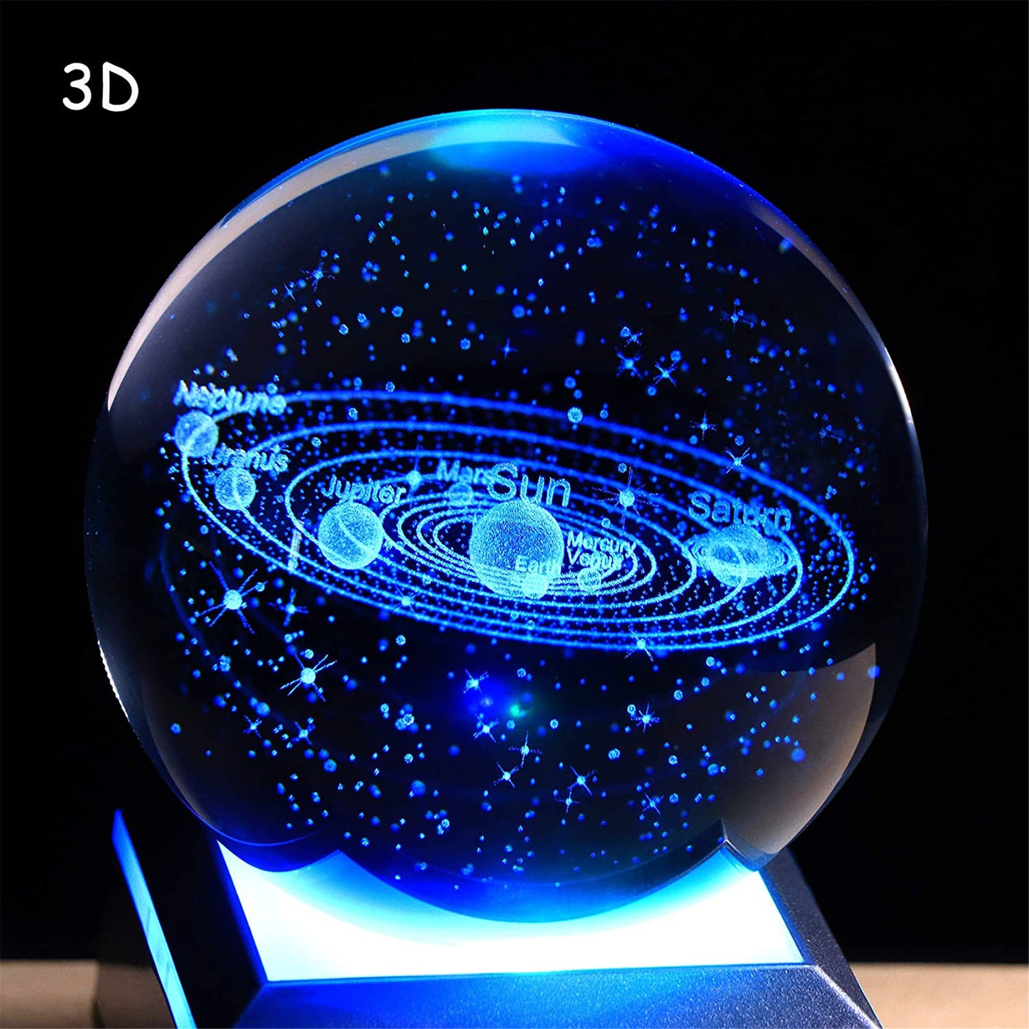 3D solar system crystal ball 80mm 3.15 inch laser engraved Etsy