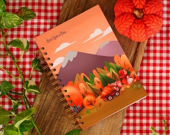 Gemütliches und herbstliches Notizbuch von Rotkäppchen und dem Wolf