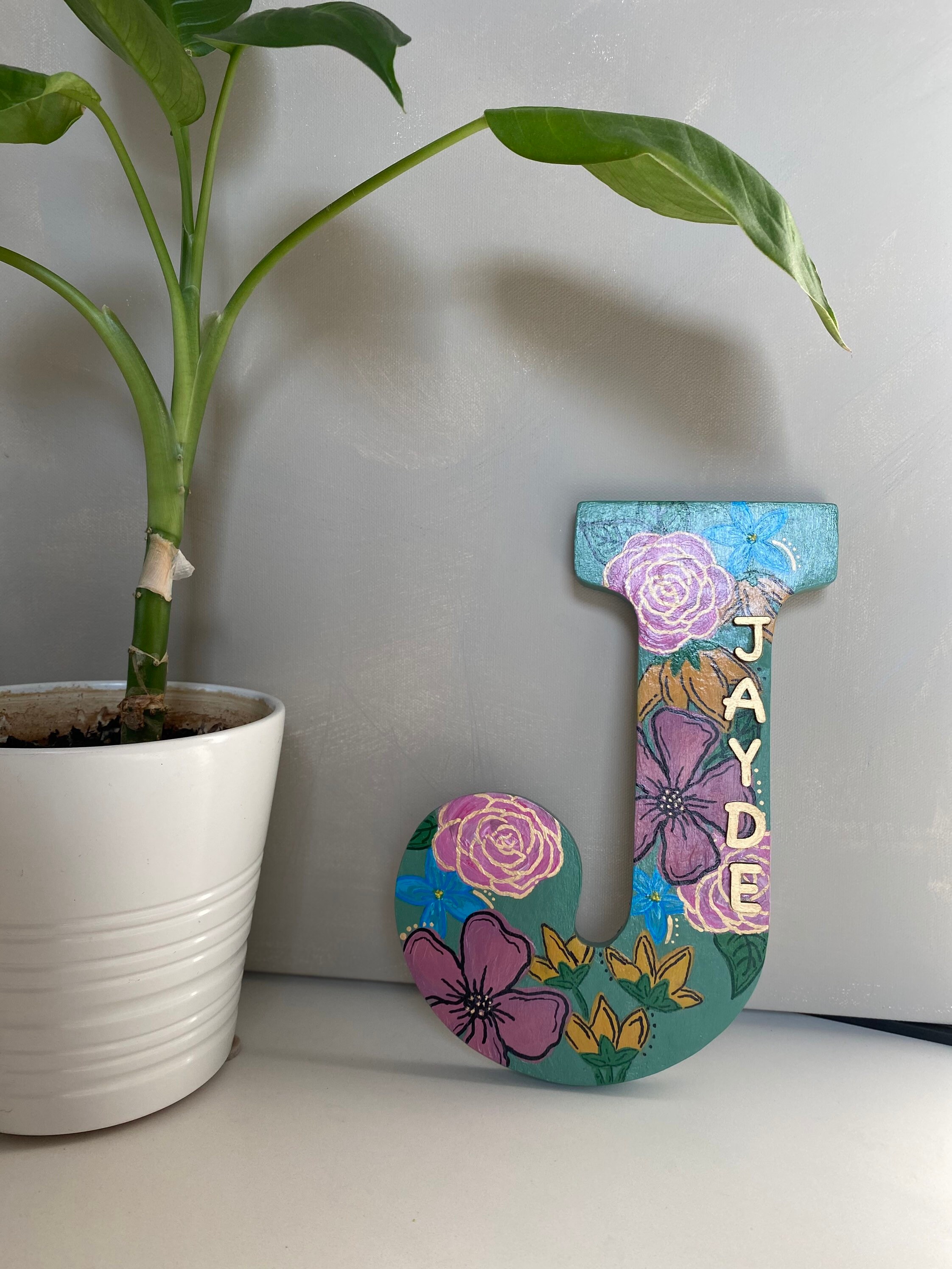 Floral Themed Hand Painted Letters | Etsy