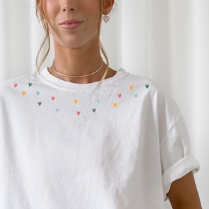 Iron-on patch patch plot - colorful mini hearts summer statement, clothing printing, iron-on application, upcycling idea