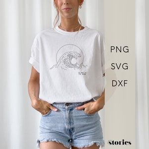 Plotter file SVG - Wave Line Art | Saying &quot;As free as the ocean&quot; | Graphic file for plotters, digital download, PNG DXF, plotter template