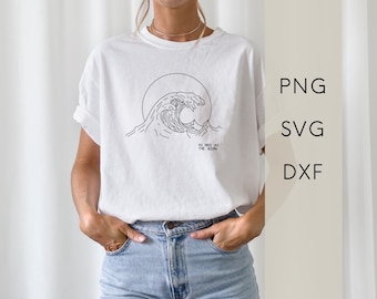 SVG-plotterfil - Vågkonst | Citat "Liksom havet" | Grafikfil för plottrar, digital nedladdning, PNG DXF, plottermall