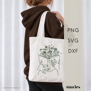 SVGプロッターファイル - 花柄の本 | 本好きのための線画SVG | 読書シャツDIY | プロッター用デジタルダウンロード