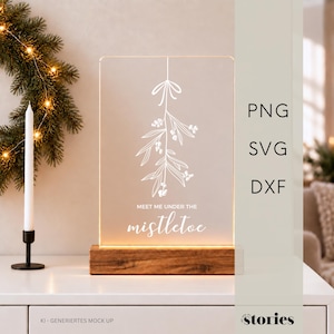 Plotterdatei SVG - Mistelzweig Weihnachten | Line Art Mistletoe SVG | Fensterbild Weihnachten & Winterdeko – digitales DIY Motiv für Plotter