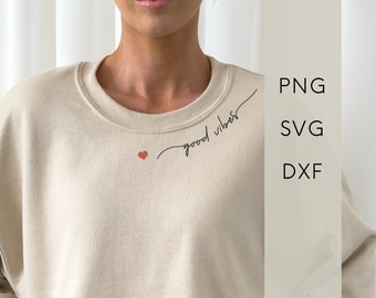 Fichier traceur SVG - Énonciations de déclaration de bonnes vibrations pour pull à capuche et T-shirt, fichier graphique pour traceur, produit numérique