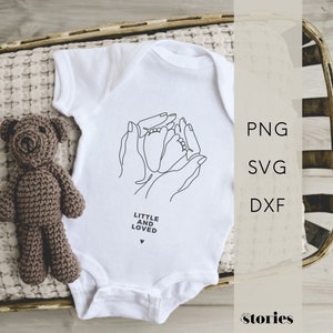 Plotterdatei SVG - „Little and Loved“ | Mutter & Baby Line Art Design | Geburtsgeschenk | digitaler Download | Baby Geburt Erinnerung