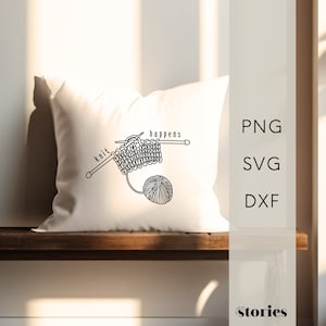 Plotterdatei SVG - Stricken Wolle Spruch Hygge, Grafikdatei für Plotter, Vektor Grafik, digitales Produkt, PNG DXF, Plottervorlage, Line Art