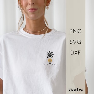 Plotter file SVG - Lettering with palm tree | Summer design | Plotter graphic, digital download, PNG DXF for Cricut, Silhouette & Brother